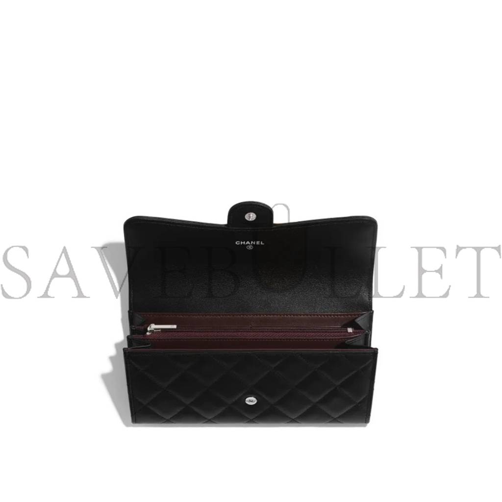 Ch*el classic long flap wallet silver hardware ap0241 y01480 c3906 （19.5*10.5*3cm）